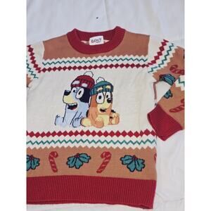 Bluey Bingo Toddler 4T Ugly Christmas Holiday Sweater Candy Canes Poinsettia